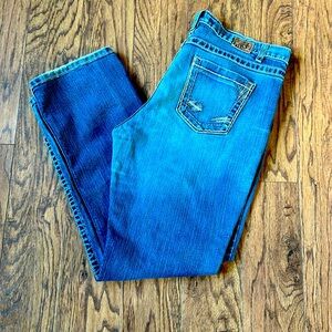 Women’s BKE denim jeans size 36x31.5 drew boot cut stretch bling country boho